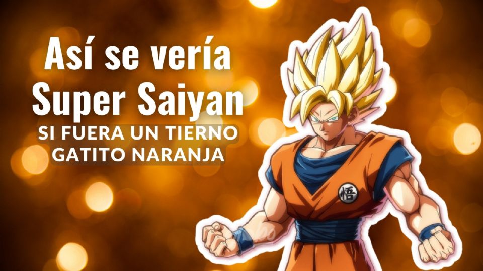 Super Saiyan como si fuera un gatito naranja.