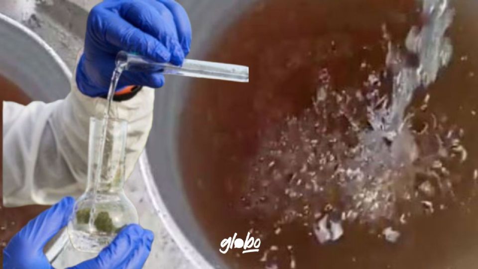 Autoridades examinan agua contaminada de la benito Juárez.