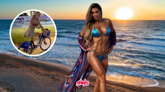 Ninel Conde se cae de la bicicleta por ir grabando con su celular | Video