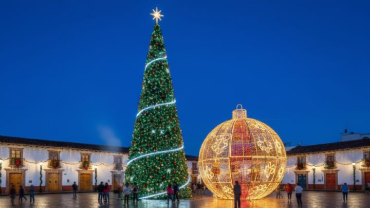 El pueblo mágico de Puebla con el árbol de navidad más alto del país y una esfera monumental