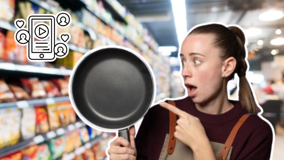 Dos clientas sorprendieron al probar sartenes de manera inesperada en un supermercado.