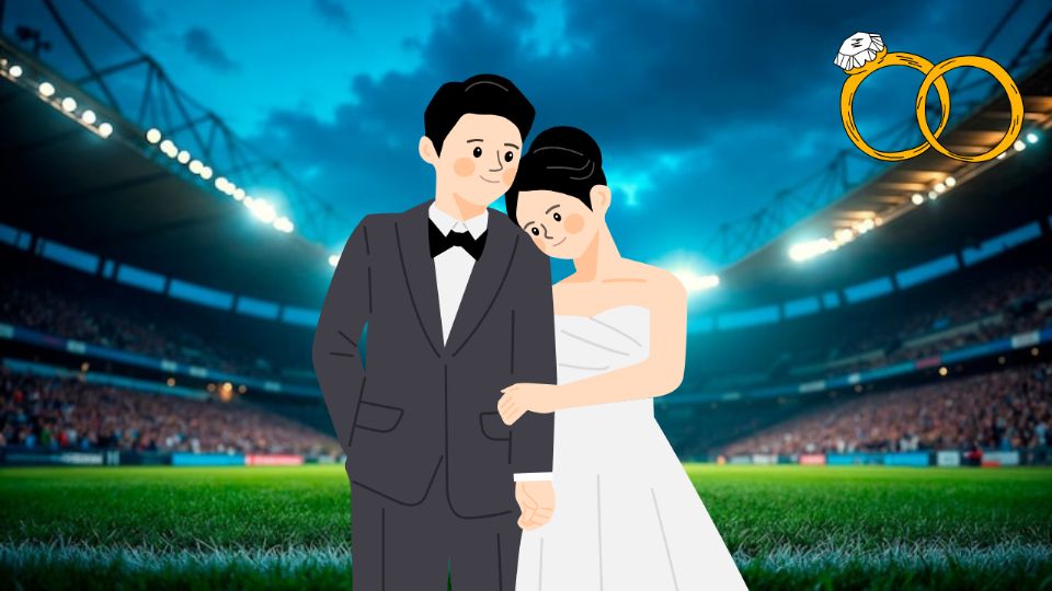 Mientras Toluca aseguro su lugar en la final, fuera del estadio una pareja de recién casados celebro su boda.