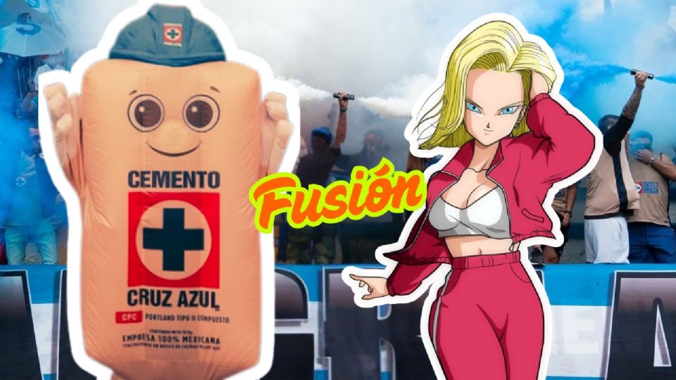 Androide 18 de Dragon Ball y Costalito del Cruz Azul, la fusión más poderosa del fútbol mexicano.