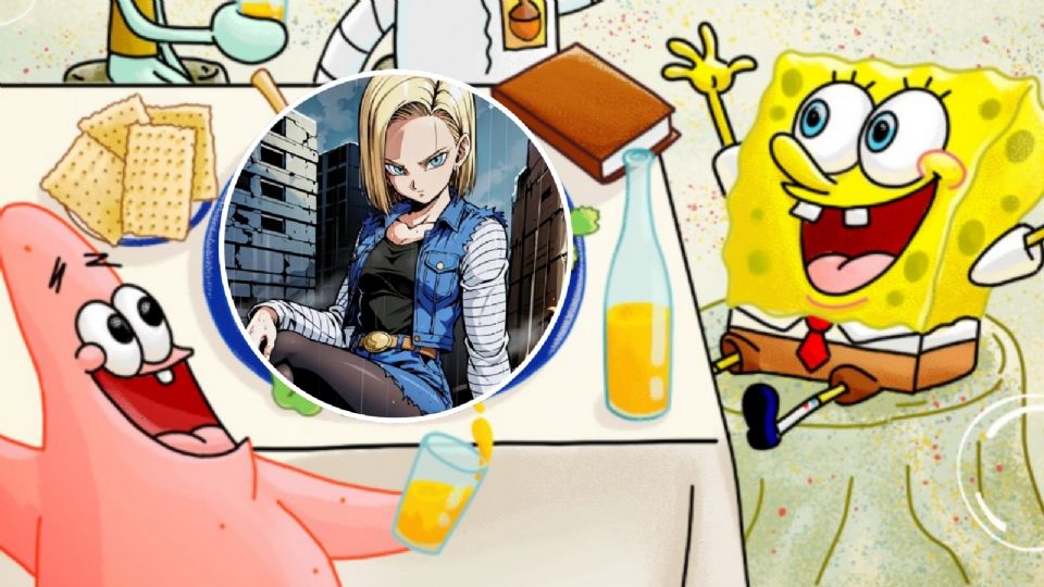 Así luciría la fusión de Androide 18, de Dragon Ball Z, y Patricio de Bob Esponja, según la Inteligencia Artificial.