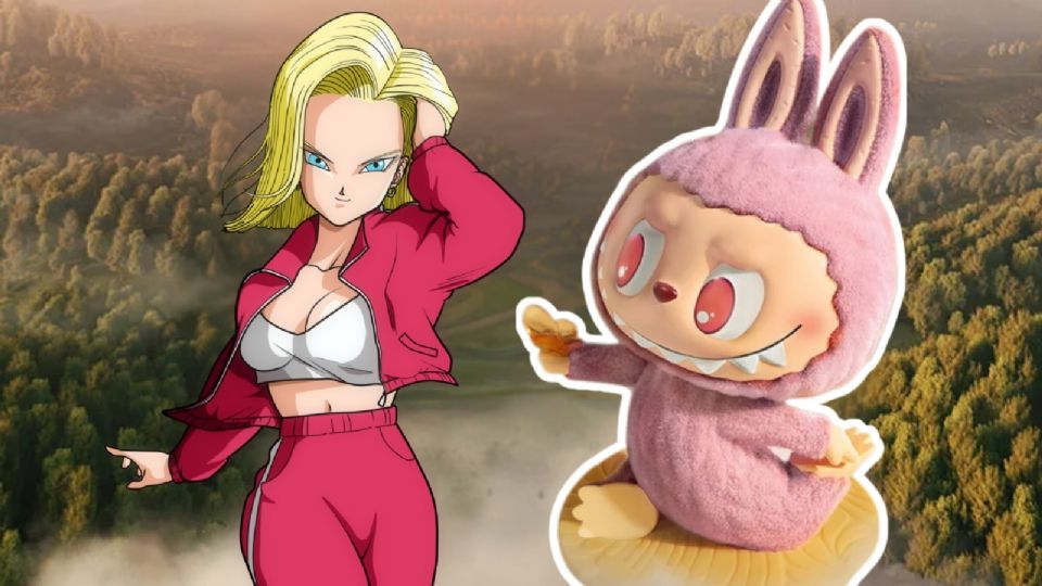 Fusión de un Labubu y Androide 18 de Dragon Ball