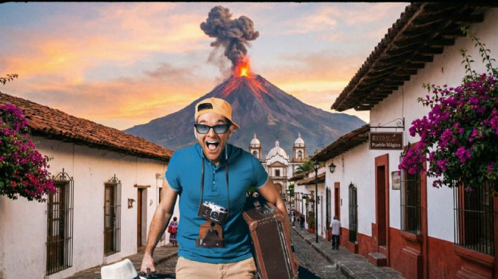 El pueblo mágico de Colima con casitas encaladas, techos de teja roja y un volcán custodio de fuego